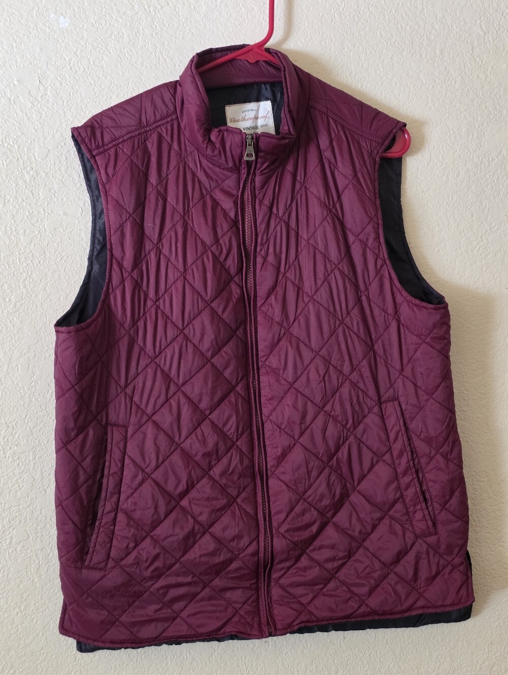 Wheather Proof Quilted Burgundy Men's Vest